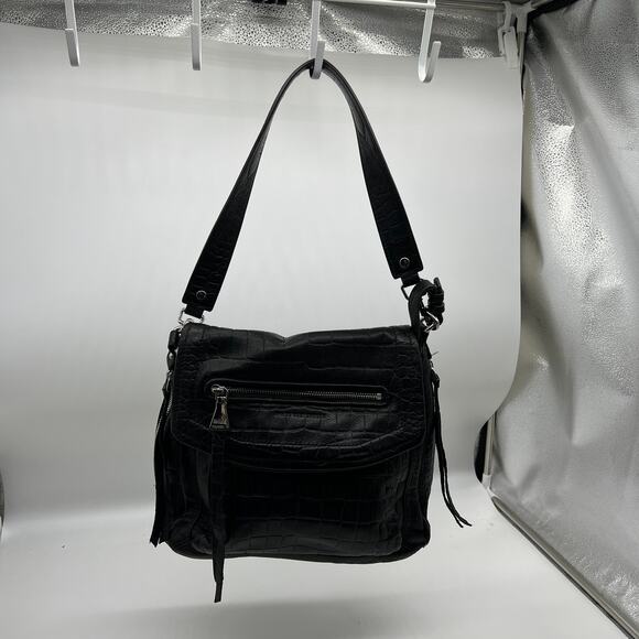 Aimee Kestenberg Leather Shoulder Bag Black Croco - Picture 3 of 15